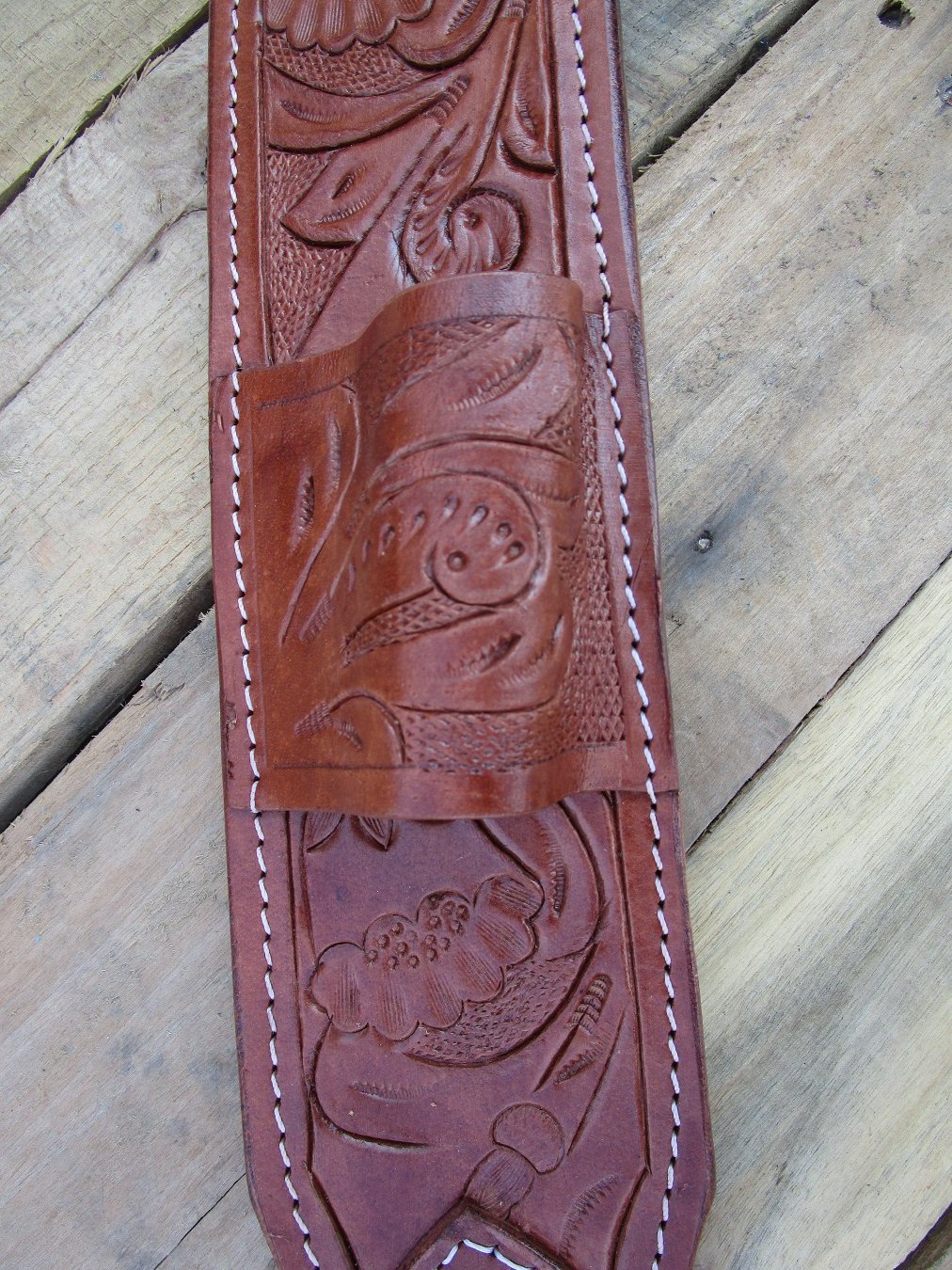 Leather Back Cinch Floral Tooled Rear Cinch Western Horse Girth Tack